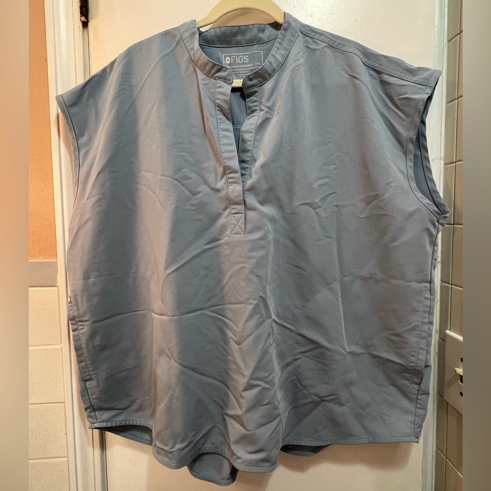 FIGS Dusty Blue Rafaela Top